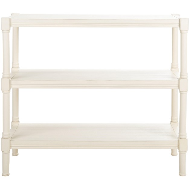 Rafiki 3 Shelf Console Table Distressed White Safavieh