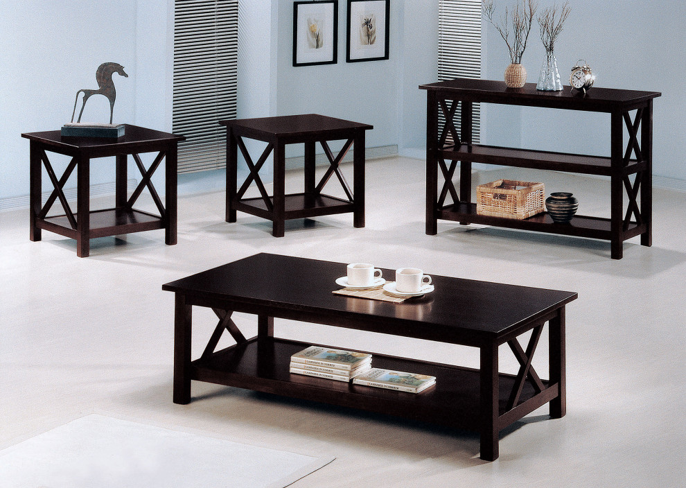 Rachelle 3 piece Occasional Table Set Deep Merlot   Modern   Coffee Table Sets   by Modon  Houzz