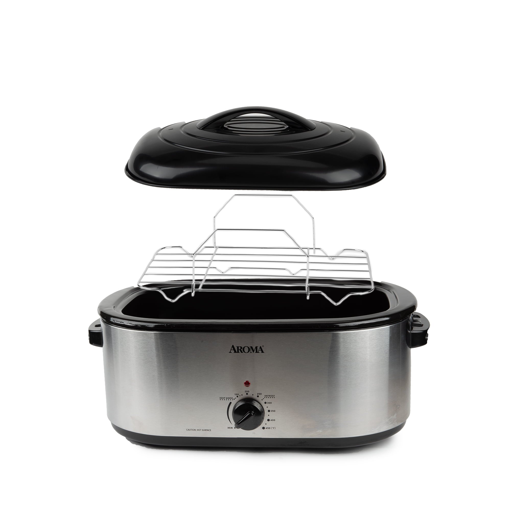 Aroma 22 Quart Electric Roaster Oven Stainless Steel with Self-Basting Lid, ART-712SB