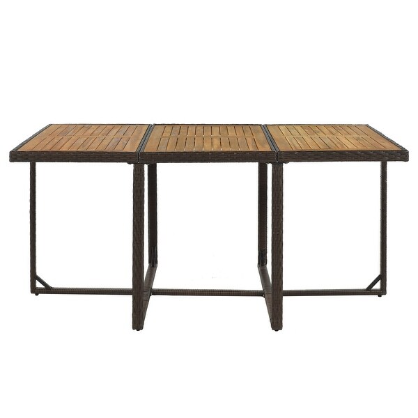 11-Piece Patio PE Wicker Dining Table Set with Wood Tabletop for 10 - Overstock - 35806956