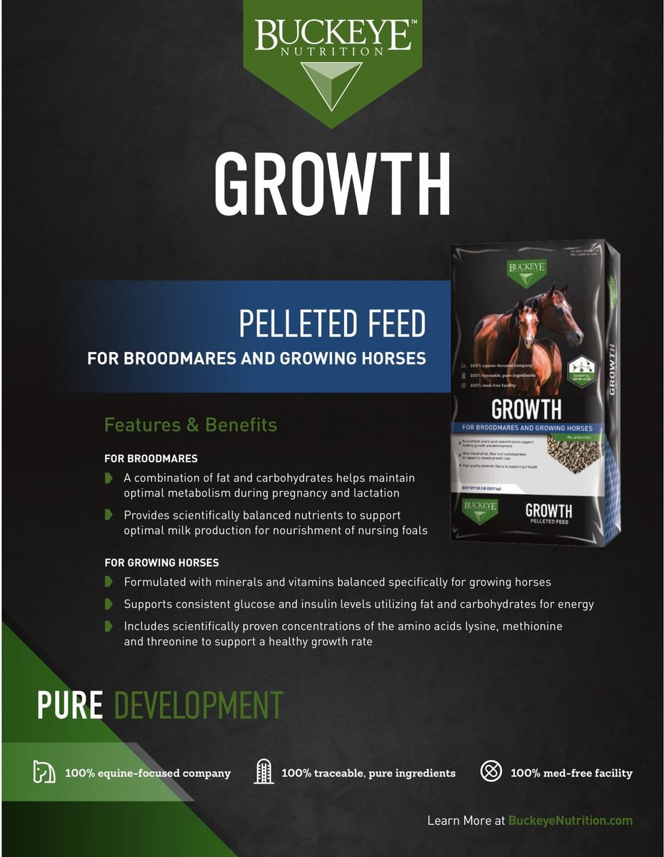 Buckeye Nutrition Growth Pelleted Horse Feed， 50-lb bag