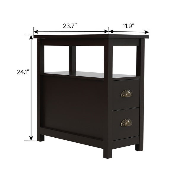 Sophia and William End Table with 2 Storage Drawers and Open Shelf