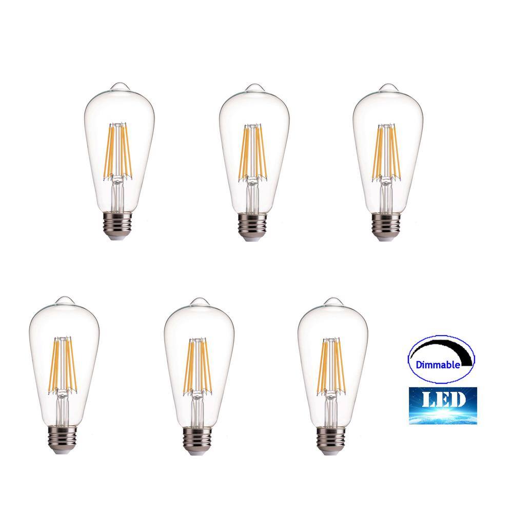 ARTIVA 75-Watt Equivalent E26 ST21 Dimmable Edison LED Light Bulb Warm White (Set of 6) ST21-8TDM-E26-30-6