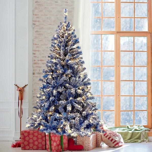 6FT PreLit Hinged Artificial Fir ChristmasTree in Blue