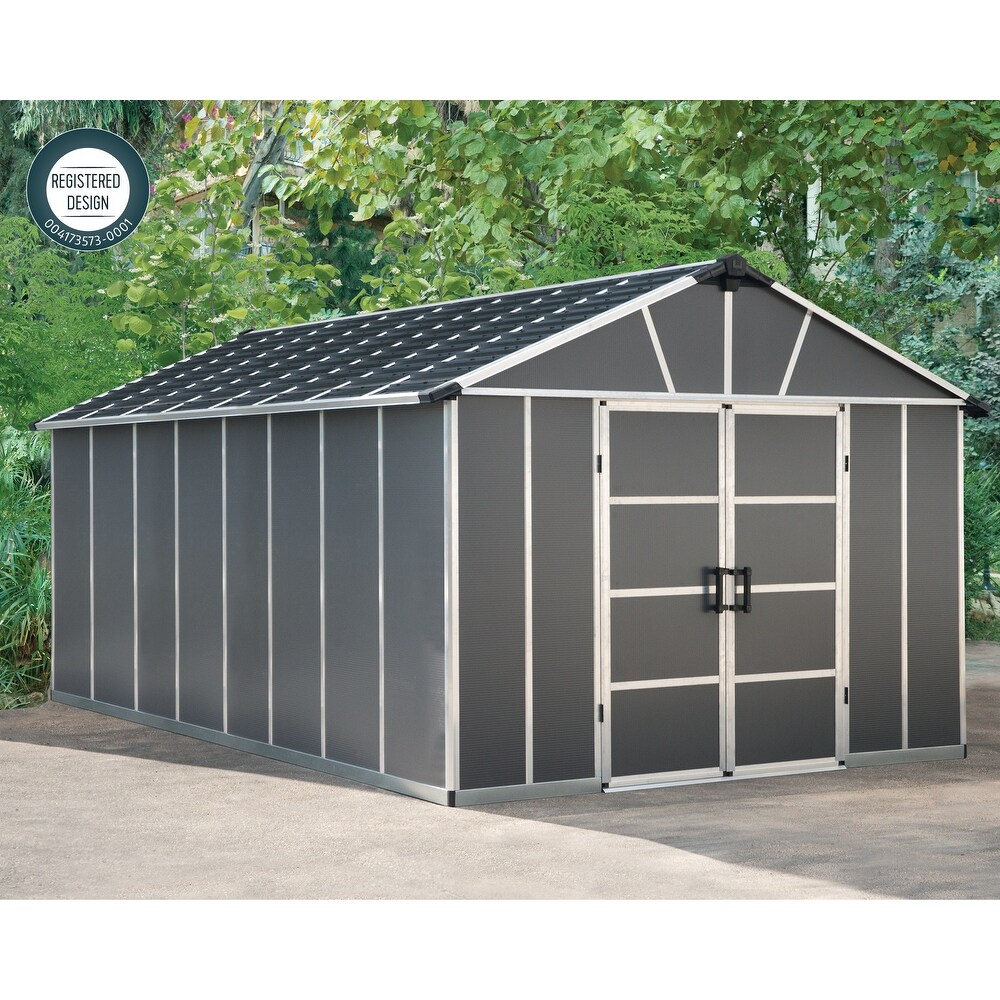 Yukon Dark Gray Large Garden Outdoor Storage Shed with Floor