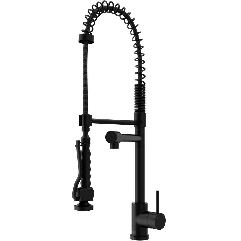 VIGO Zurich Single Handle Pull-Down Sprayer Kitchen Faucet in Matte Black VG02007MB