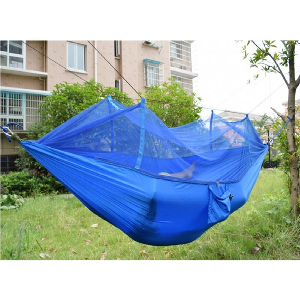 Double Person Travel Outdoor Camping Tent Hanging Hammock Bed With Mosquito Net (Blue)