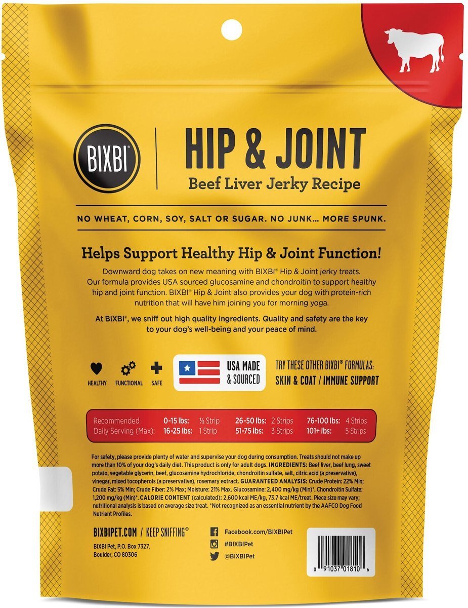 BIXBI Hip and Joint Beef Liver Jerky Recipe Dog Treats