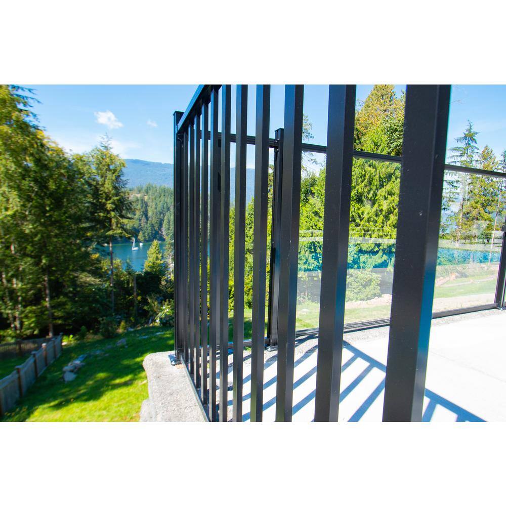 PEAK AquatinePLUS 2 in. x 3 in. x 5 in. Black Aluminum Pool Fence Picket Bracket Kit 57901