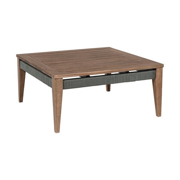 Orbit Square Outdoor Patio Coffee Table in Weathered Eucalyptus Wood