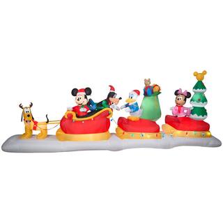 5.5 ft. H x 3 ft. W x 15 ft. 49 in.L LED Lighted Christmas Inflatable Animated Airblown-Mickey and Friends Sleigh Disney G-883088