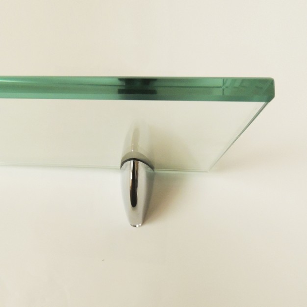 Glass Wall Shelf With Silver Brackets Inplace