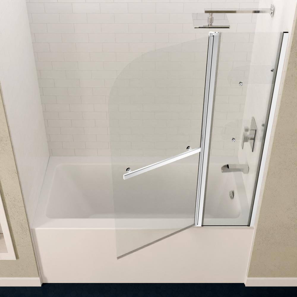 ANZZI 5 ft. Right Drain Tub in White with 48 x 58 in. Frameless Tub Door with Chrome Finish Hardware SD05401CH-3260R