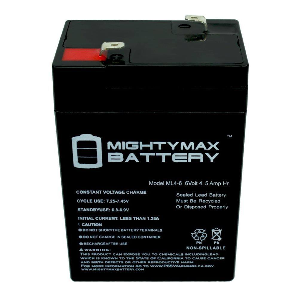 MIGHTY MAX BATTERY ML4-6 - 6V 4.5AH Emergency Exit Lighting SLA Battery MAX3421994