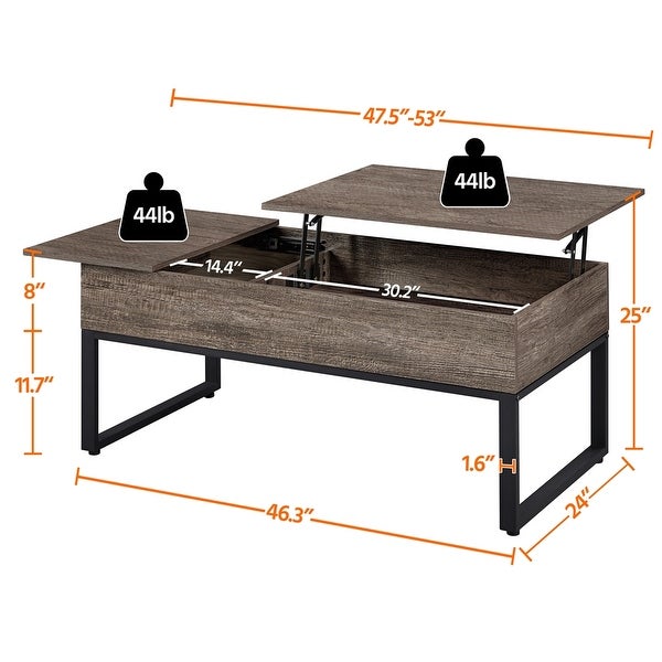 Yaheetech Split Lift-top Coffee Table with Hidden Compartments