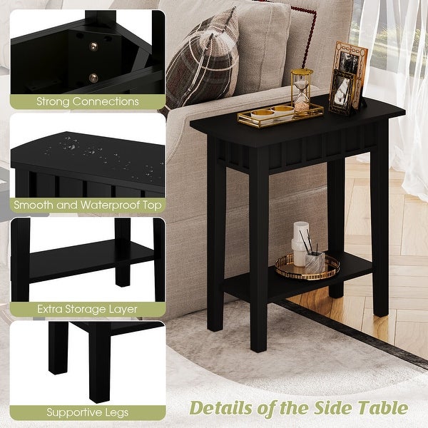 Gymax 2-tier Side End Sofa Coffee Table Nightstand for Bedroom Living