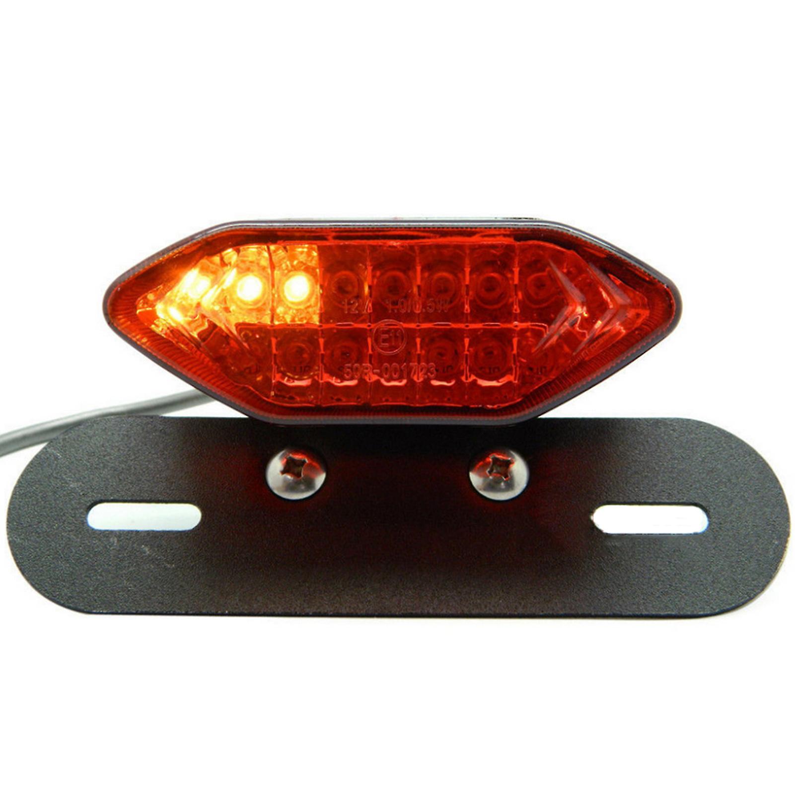 Universal Motorcycle Leds Turn Signals Brake Light Integrated License Plate Tail Lamp Grey 13.3 Inch