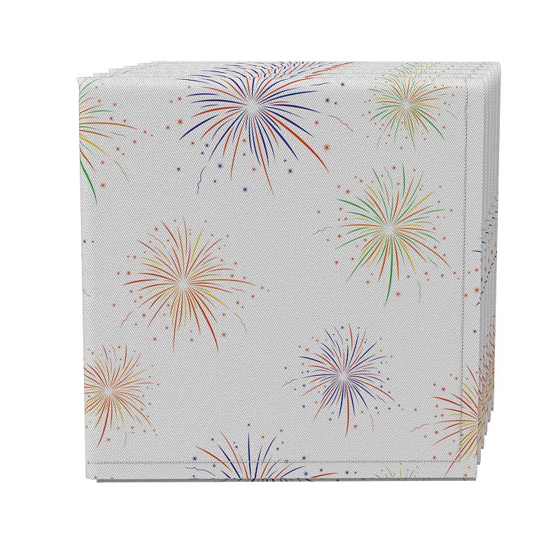 Napkin Set of 4， 100% Cotton， 20x20， Fireworks Celebration