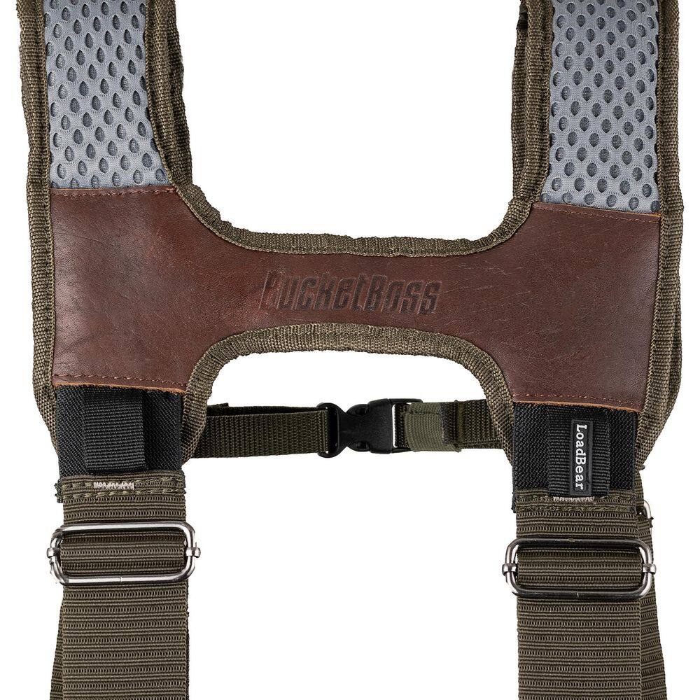 BUCKET BOSS 2-Bag Hybrid Suspension Rig Work Tool Belt with Suspenders in Green 55505-GR