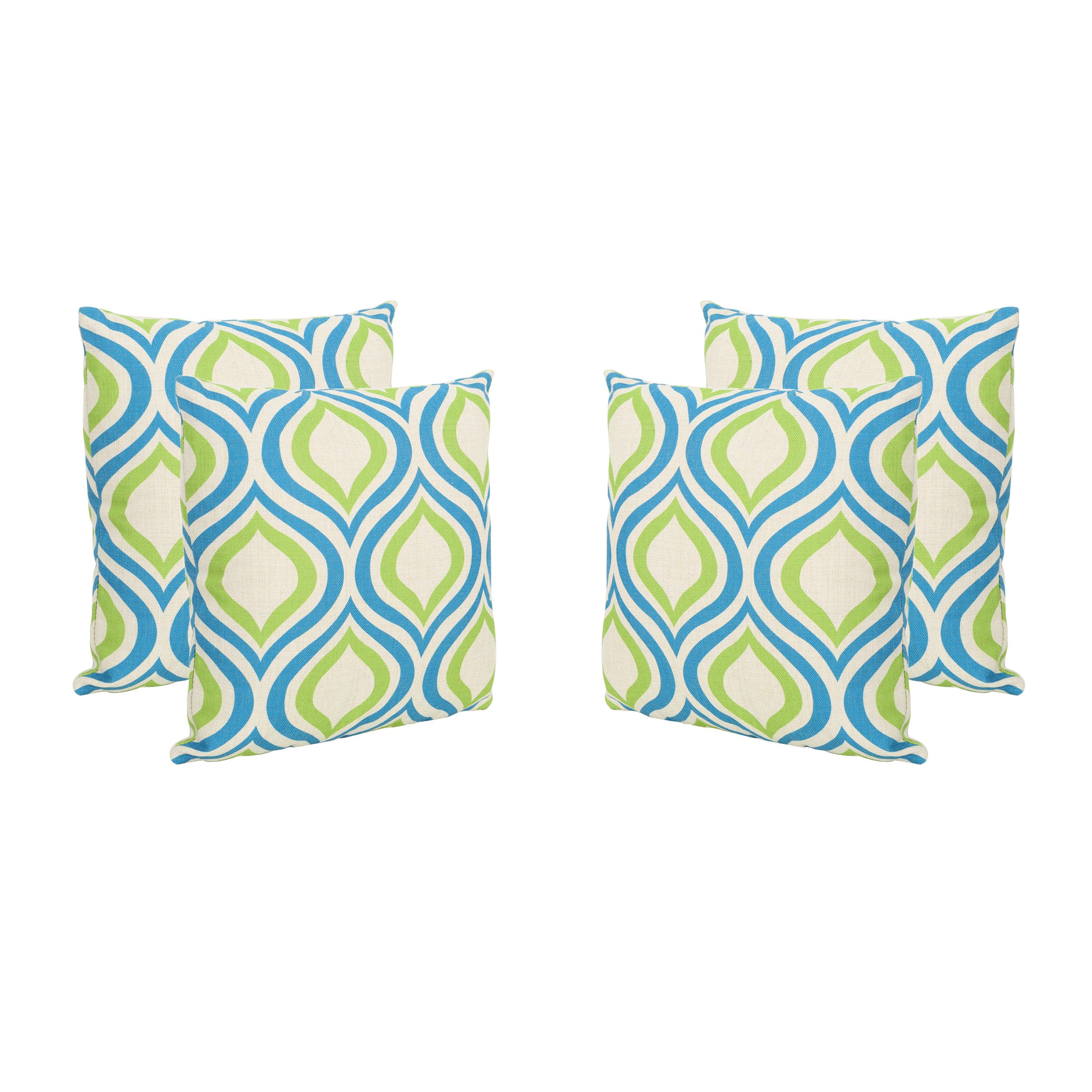 Larissa Outdoor 18-inch Water Resistant Square Pillows, Blue and Green