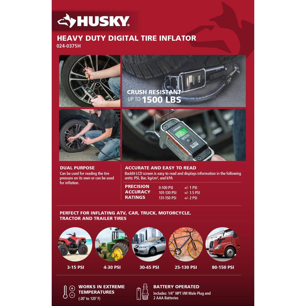 Husky Heavy Duty Digital Tire Inflator 024-0375H