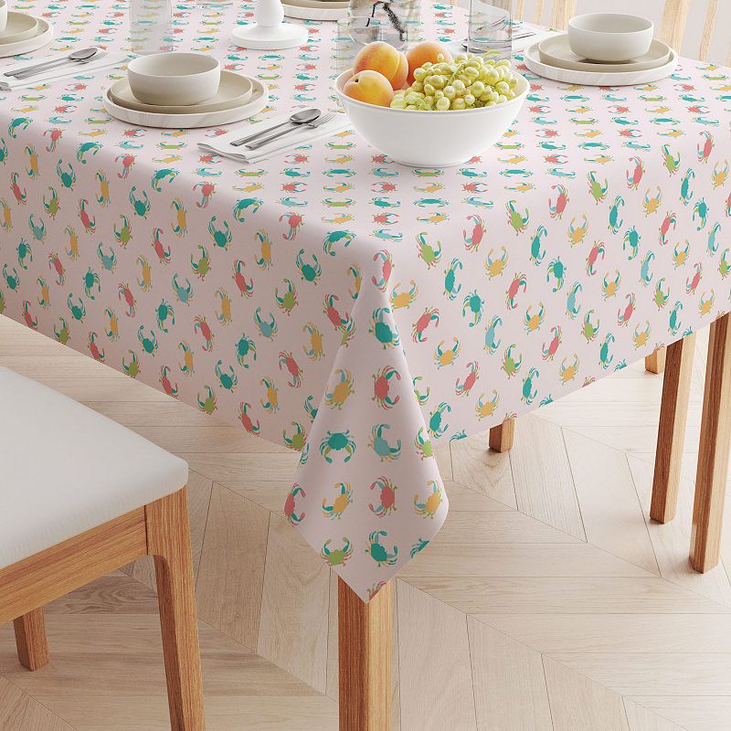 Square Tablecloth， 100% Cotton， 60x60， Colorful Crabs