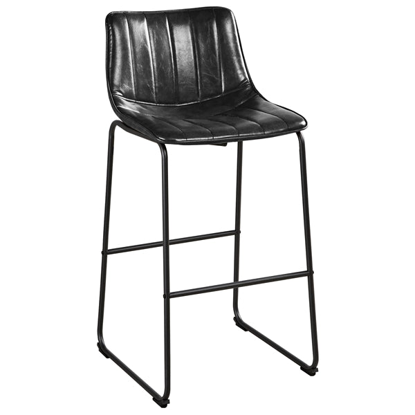 SMILE MART 30 PU Leather Bar Stool Upholstered Armless Metal Stool with Backrest， Set of 4， Black