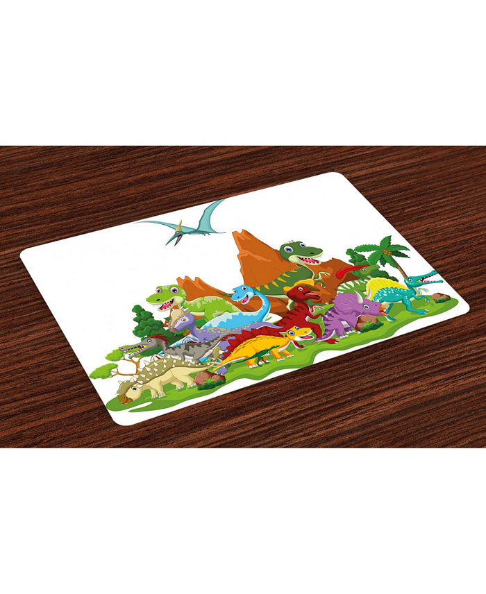 Ambesonne Dinosaur Place Mats Set of 4