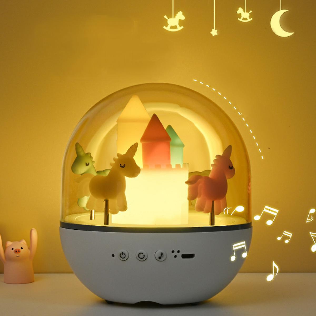 Carousel Music Box Night Light For Kids， Cute Baby Toddler Nursery Bedroom Decor Lamp