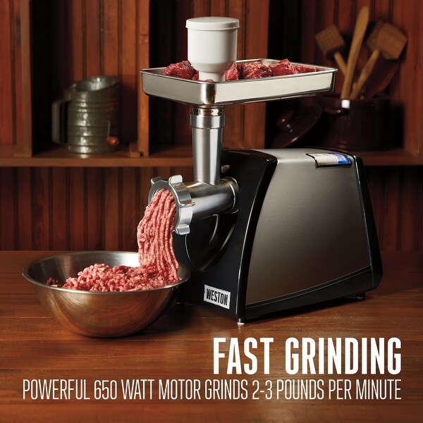 Weston #8 650 Watt Electric Meat Grinder and Sausage Stuffer