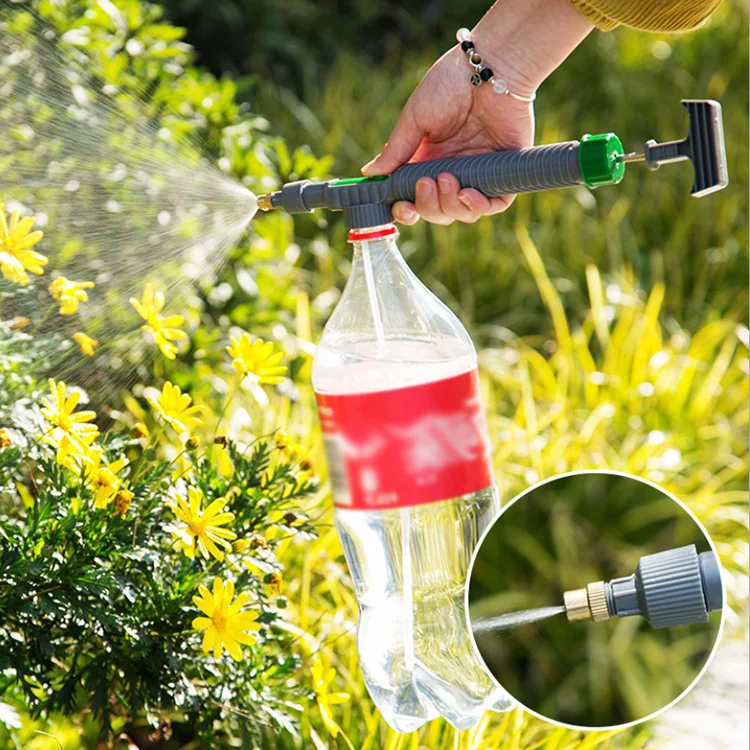 Drink Bottle Spray Head Nozzle Manual High Pressure Air Pump Sprayer Adjustable Garden Watering Tool Sprayer Agriculture Tools