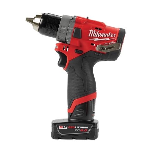 Milwaukee 2504-22 Hammer Drill Kit， Battery Included， 12 V， 2， 4 Ah， 1/2 in Chuck， Ratcheting Chuck