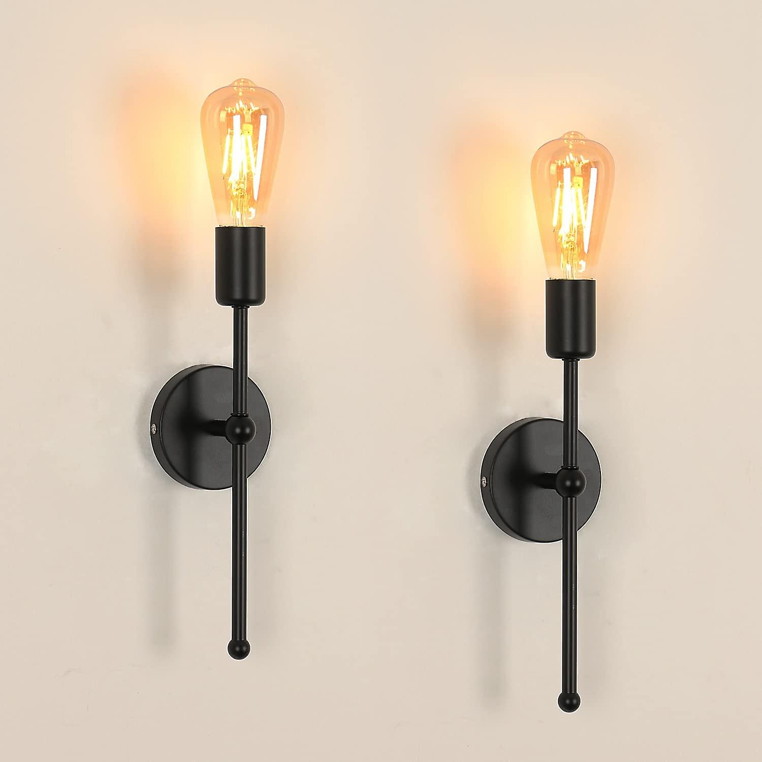 2pcs Wall Lamp Modern Style Black E27 Indoor Lightings for Living room Bedroom (Max 40W， No Bulb)