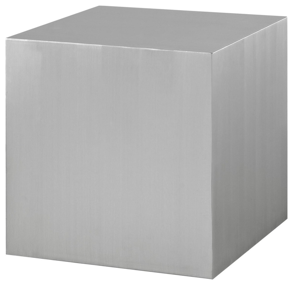 Modern End Table  Stainless Steel Construction With Cube Shape  Silver Finish   Industrial   Side Tables And End Tables   by Declusia  Houzz