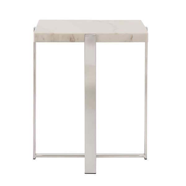 Azel Marble-top Chrome Framed End Table by iNSPIRE Q Modern