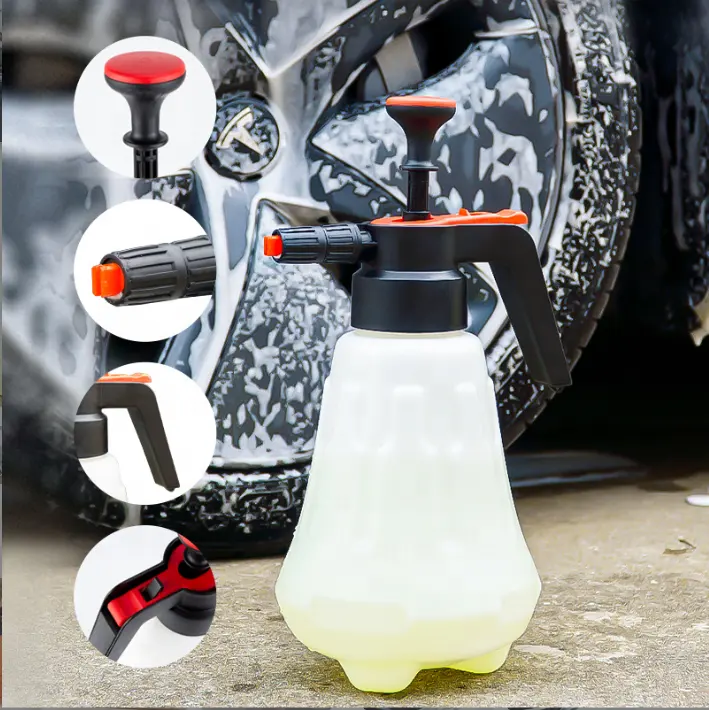 Multifunctional 1.5L/2L Hand Pressure PE/PP Clear Car Wash Foam Cannon Sprayer for Car Detailing