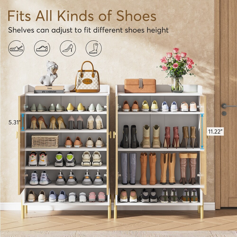 Slim 6 Tier Shoe Cabinet Storage for Entryway