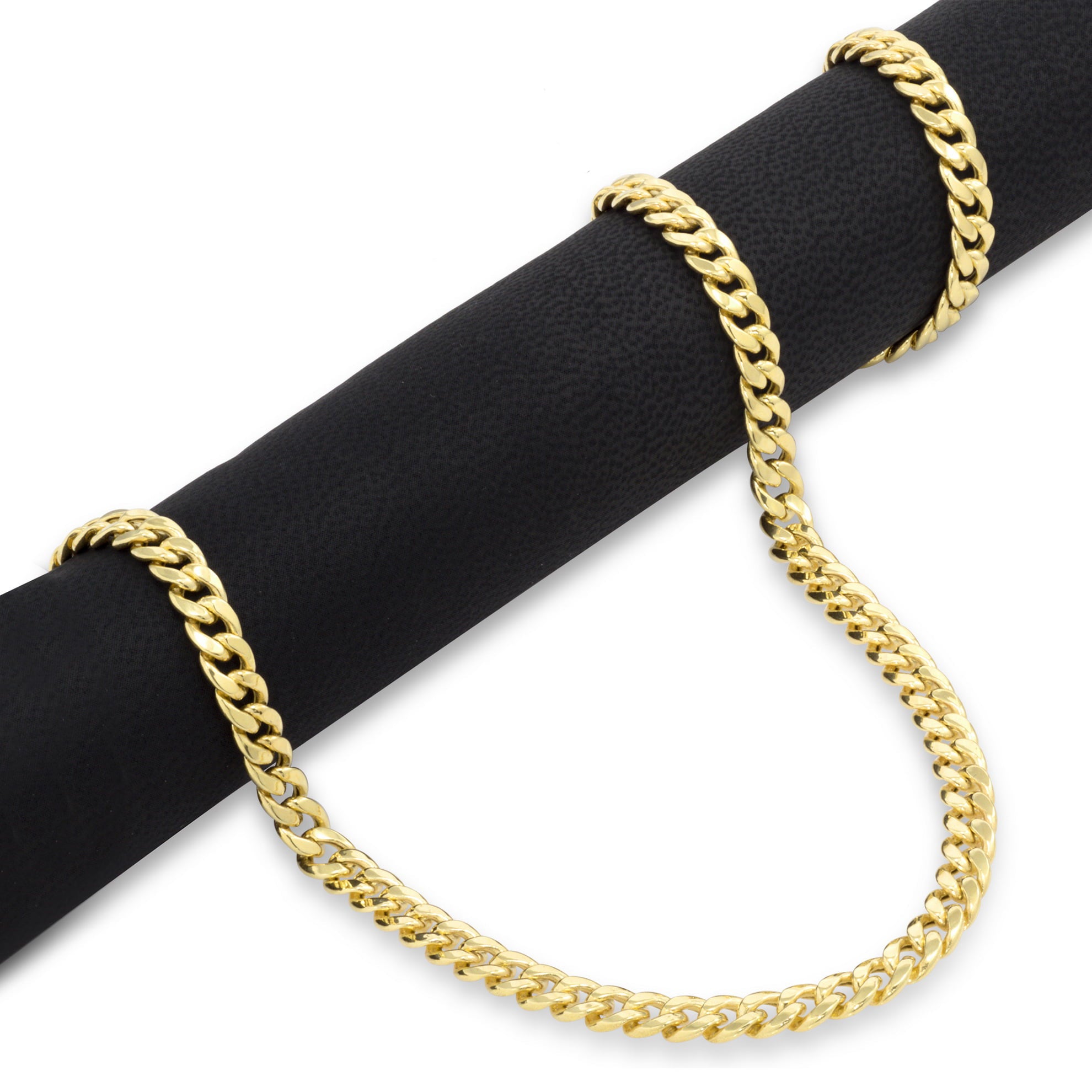 Nuragold 14k Yellow Gold 5.5mm Miami Cuban Link Chain Pendant Necklace， Mens Jewelry with Box Clasp 18