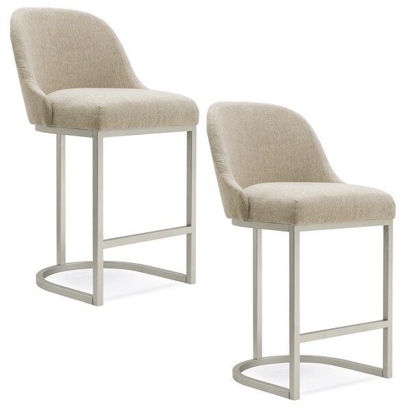 Leick Home Barrelback Counter Stool with Metal Base Set of 2