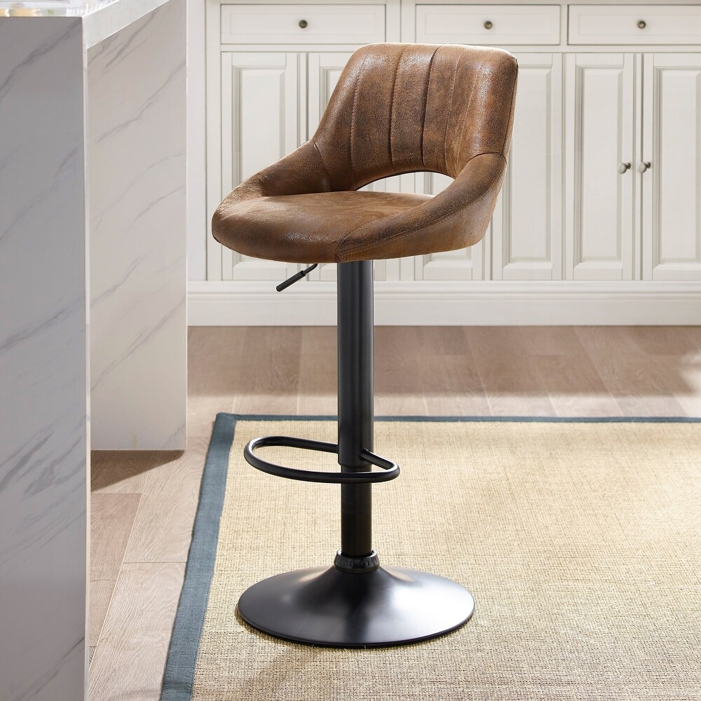 Art Leon Modern Adjustable 360 Swivel Barstool with Retro Faux Leather