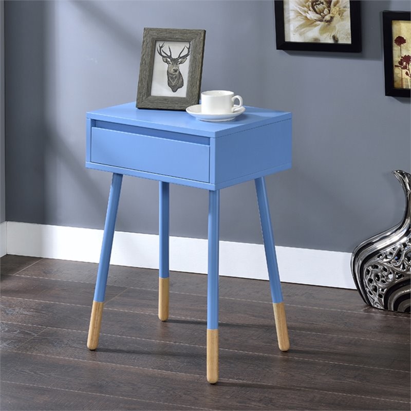 Furniture of America Pegle Contemporary Wood 1 Drawer End Table in Blue   Midcentury   Side Tables And End Tables   by Homesquare  Houzz