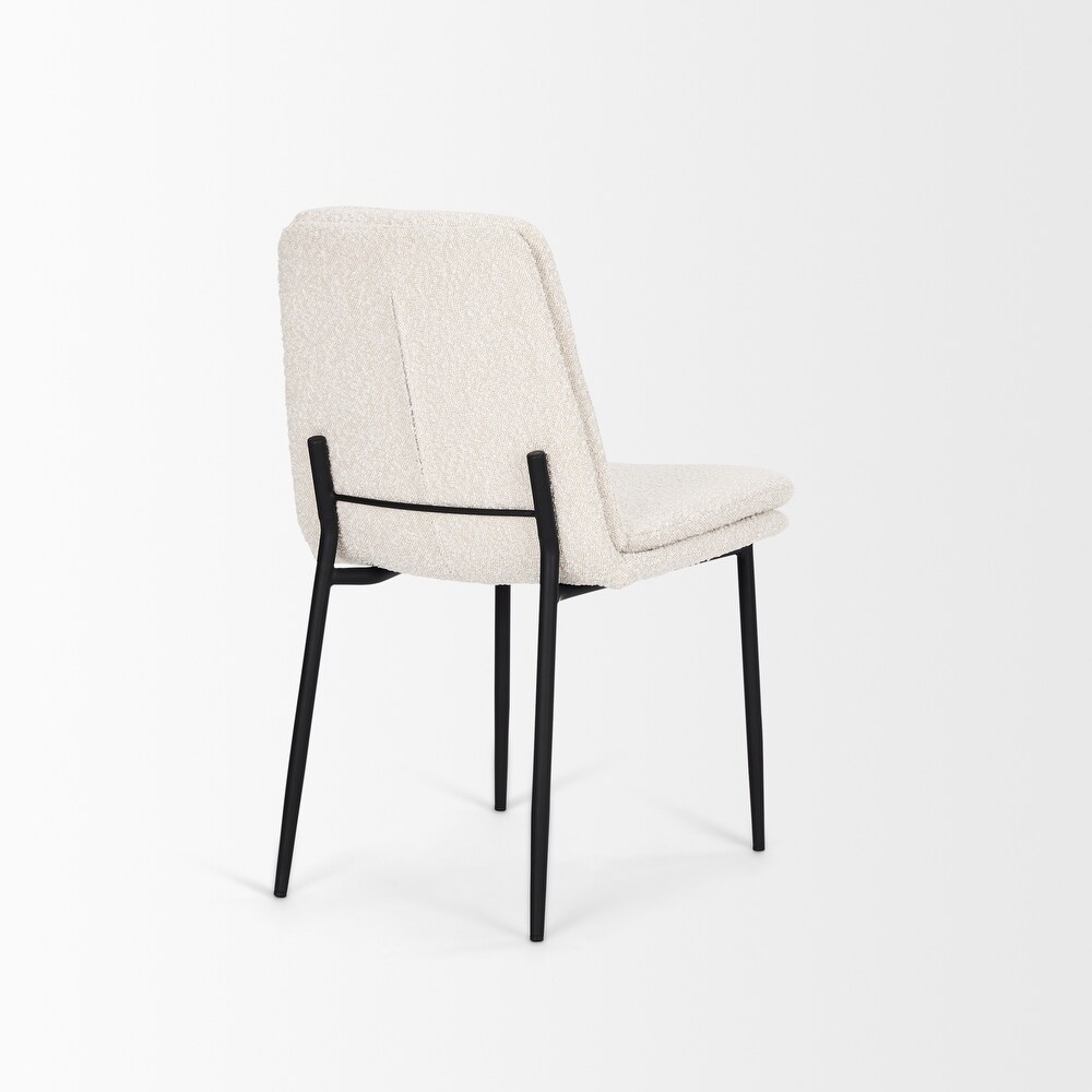 Eve Dining Chair w/ Cream Boucle Fabric   Matte Black Metal