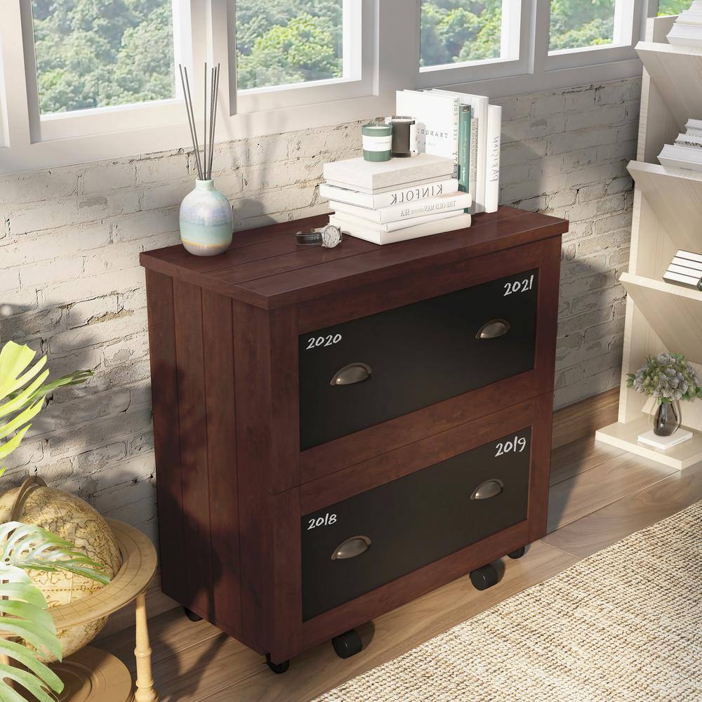 Furniture of America Gaula Vintage Walnut File Cabinet with Caster Wheels HFW-1650C6