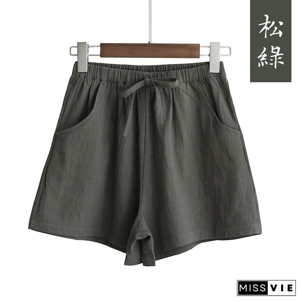 New Hot Summer Casual Sports Cotton Linen Shorts Women High Waist Shorts Fashion Short Pants Streetwear Women Clo