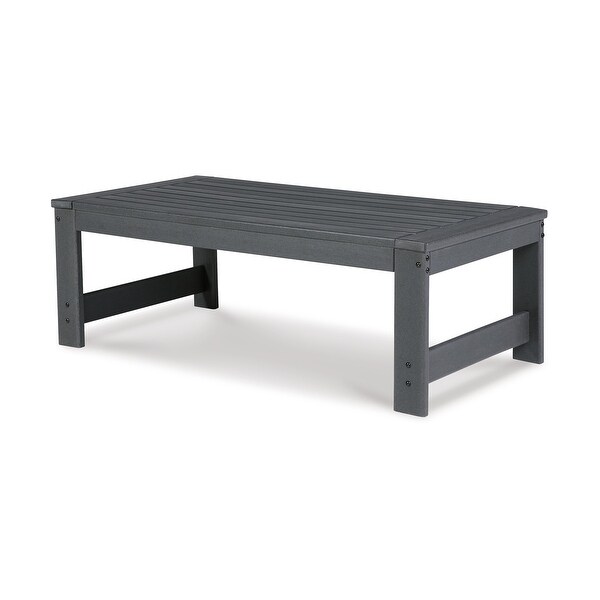 Wigo 48 Inch Outdoor Coffee Table，Slatted Top，Modern Style，Charcoal Gray