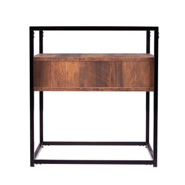 SEI Furniture Ottone Industrial Brown Wood Side Table