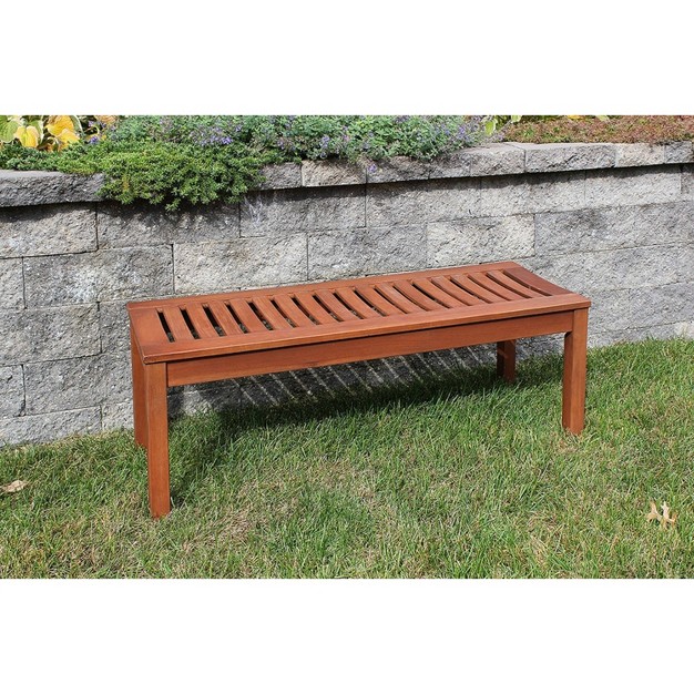 Achla Designs Indoor outdoor Natural Oil Finish Eucalyptus Backless Garden Bench