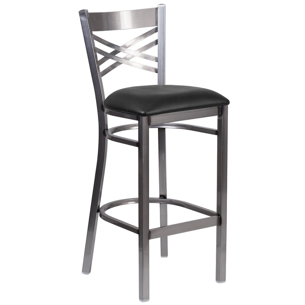 X Back Metal Restaurant Barstool   Vinyl Seat   17\