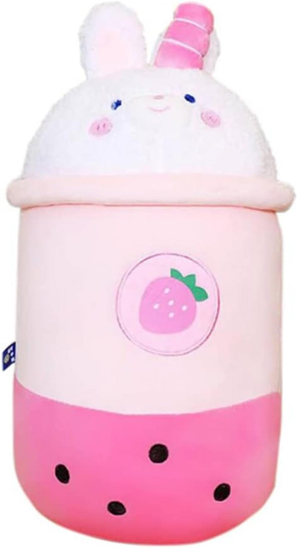 Cute Fruit Boba Tea Plushies Toy Rabit Ear Pink 30cm Tall Stuffed Bubble Tea Plushie Cartoon Soft Tea Pillow For Child Girl Women