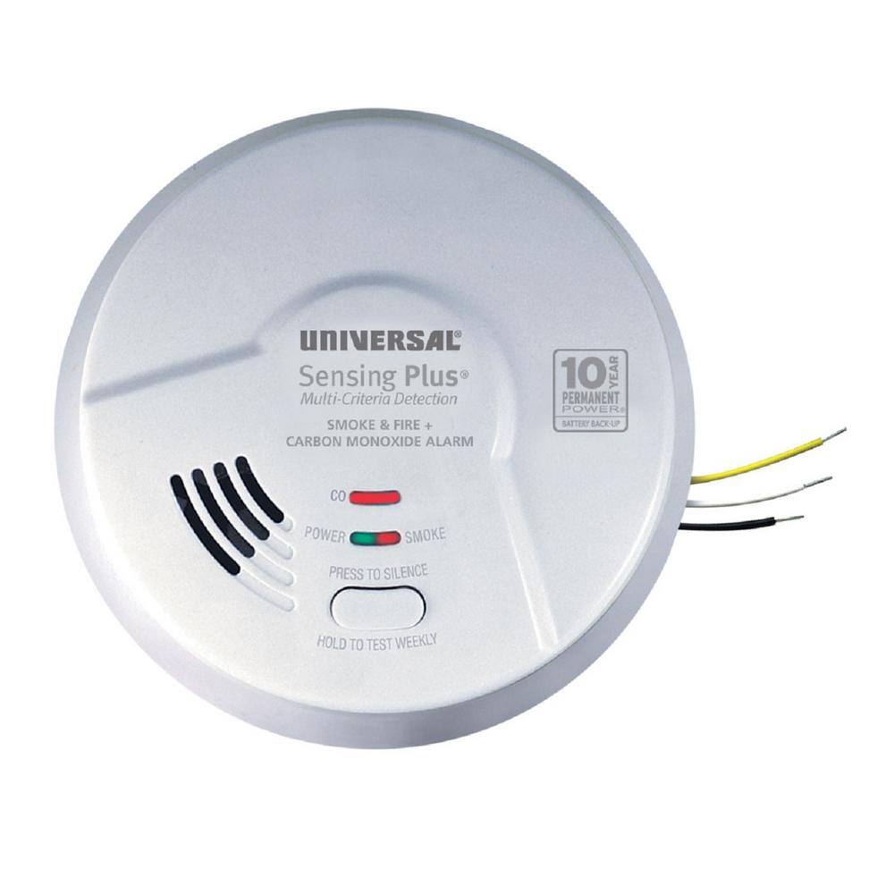 Universal Security Instruments Combination 3-in-1 Hardwired Smoke Fire and CO Alarm Detector 10-Year Sealed Battery Backup Multi-Criteria Detection AMIC1510SB